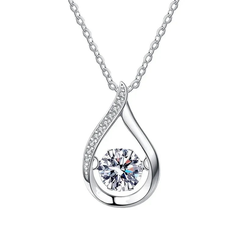 100% 1 Carat Moissanite Pendant Necklace for Women Party 925 Sterling Silver Diamond Neck Chain Necklaces Fine Jewelry Gift