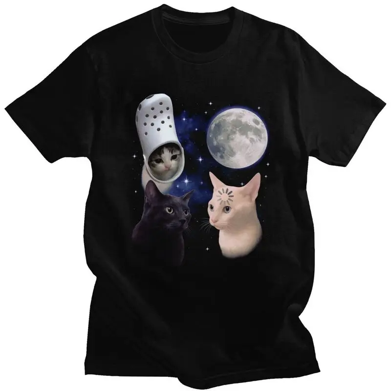 Weird Space Cats Divertente Luna T Shirt Uomo Donna Maniche corte Moda Abbigliamento casual Stile estivo 100% cotone Tee Tops