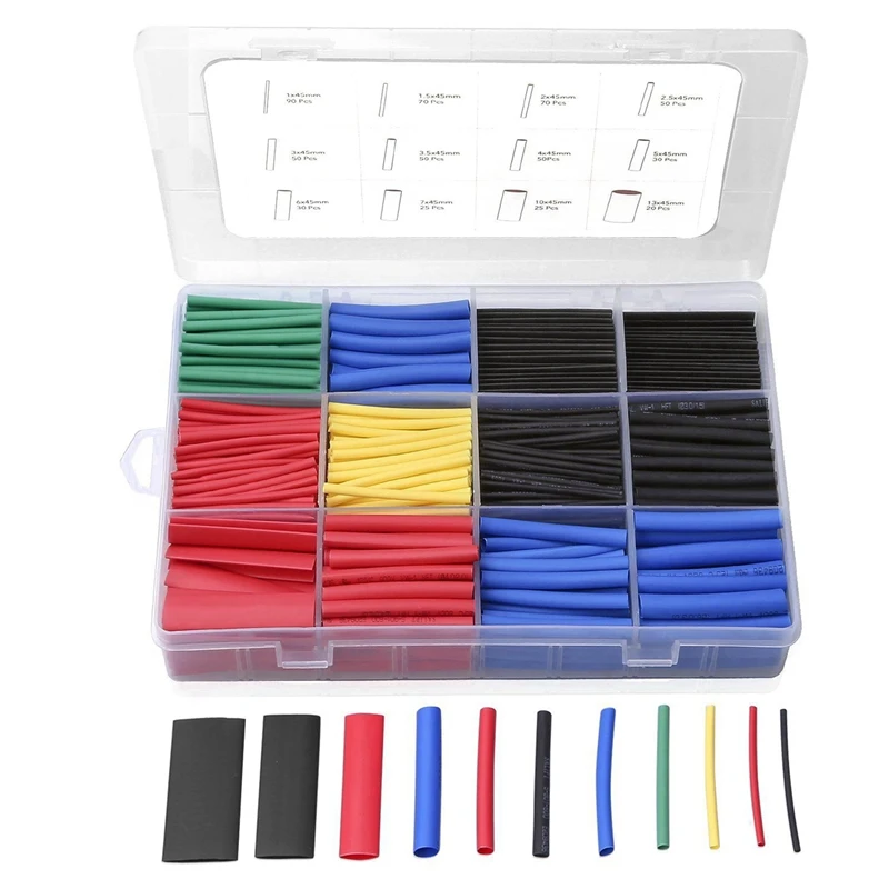 

1120Pcs Heat Shrink Tubing Electrical Insulation Tube Heat Shrink Wrap Cable Sleeve 5 Colors 12 Sizes