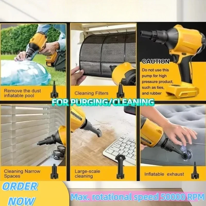 Brushless Air Blower Cordless Air Dust Removal Gun Tool With Nozzle Multifunction Dusting Machine Inflator For Dewalt Battery