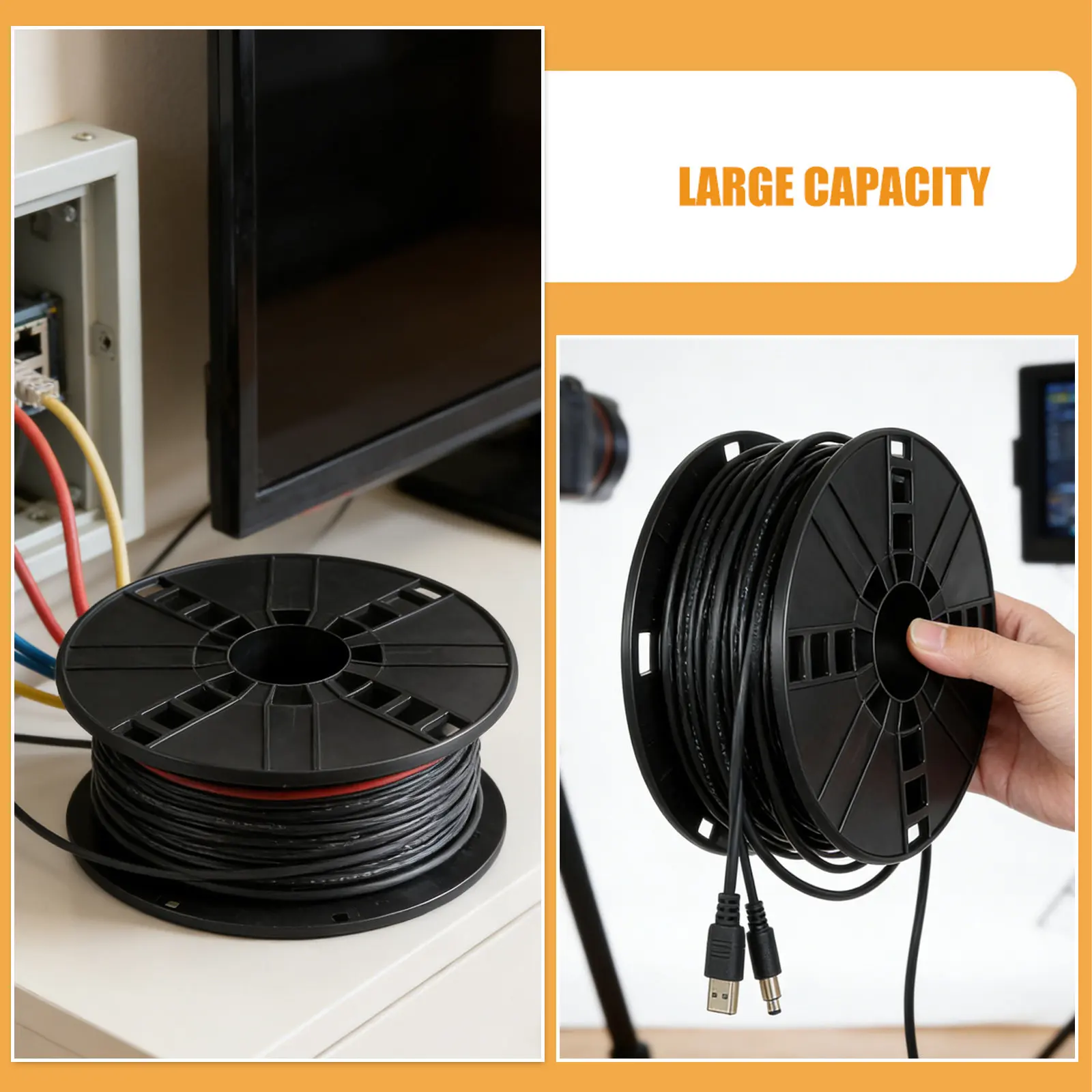 Extension Cord Storage Reel Plastic Wire Spool Large Capacity Smooth Wire Dispensing Portable Cable Organizer for Home Workshop