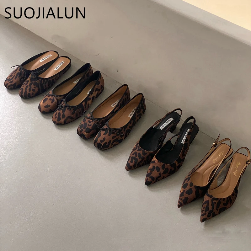

SUOJIALUN 2024 Summer New Women Slipper Fashion Leopard Print Ladies Elegant Flat Shoes Soft Outdoor Dress Sandal Beach Slides