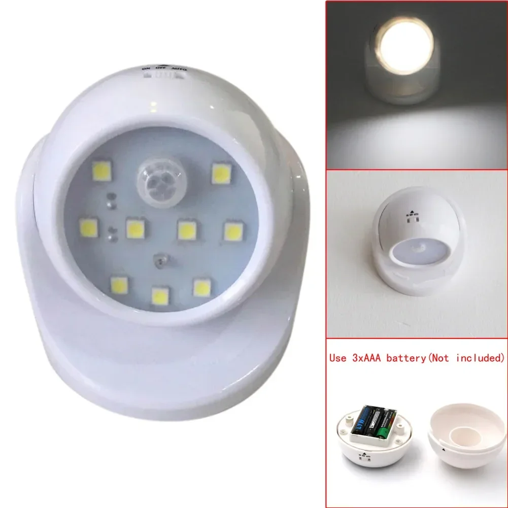 9 LED جدار أضواء ليلية 360 درجة دوران PIR محس حركة مصباح السيارات كاشف الأشعة تحت الحمراء داخلي في الهواء الطلق للداخلية في الهواء الطلق
