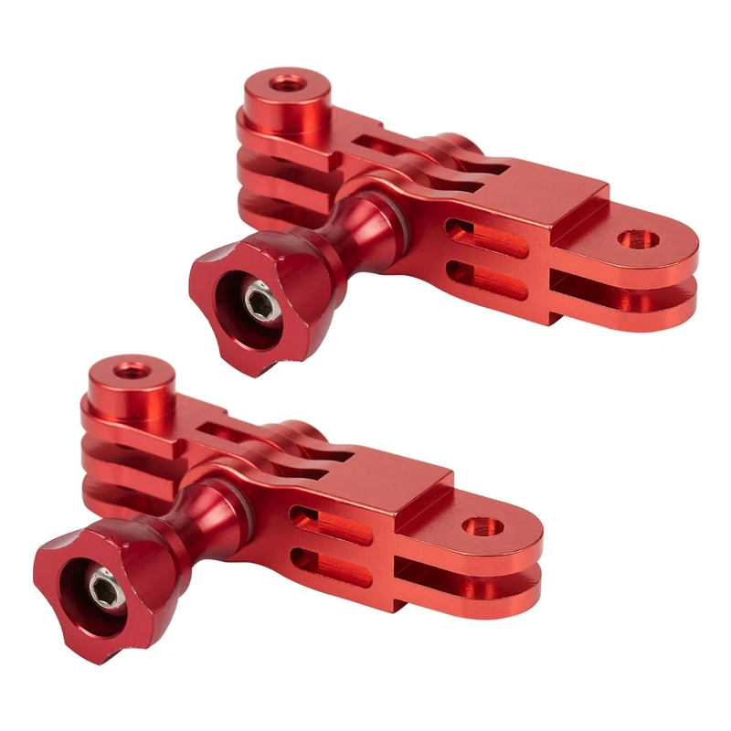 New 2X CNC Aluminium Alloy Three-Way Pivot Arm Mount Adapter For GOPRO Hero 1 2 3 3+ 4 5 Session/Xiaomi Yi/SJ Red