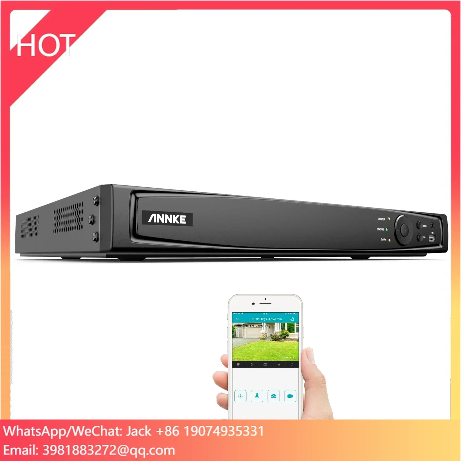 ANNKE 16 canales (NVR) con detección de movimiento 2 puertos SATA H.265 (PoE) 4K Ultra HD y funcionalidad de grabación de reproducción inteligente.