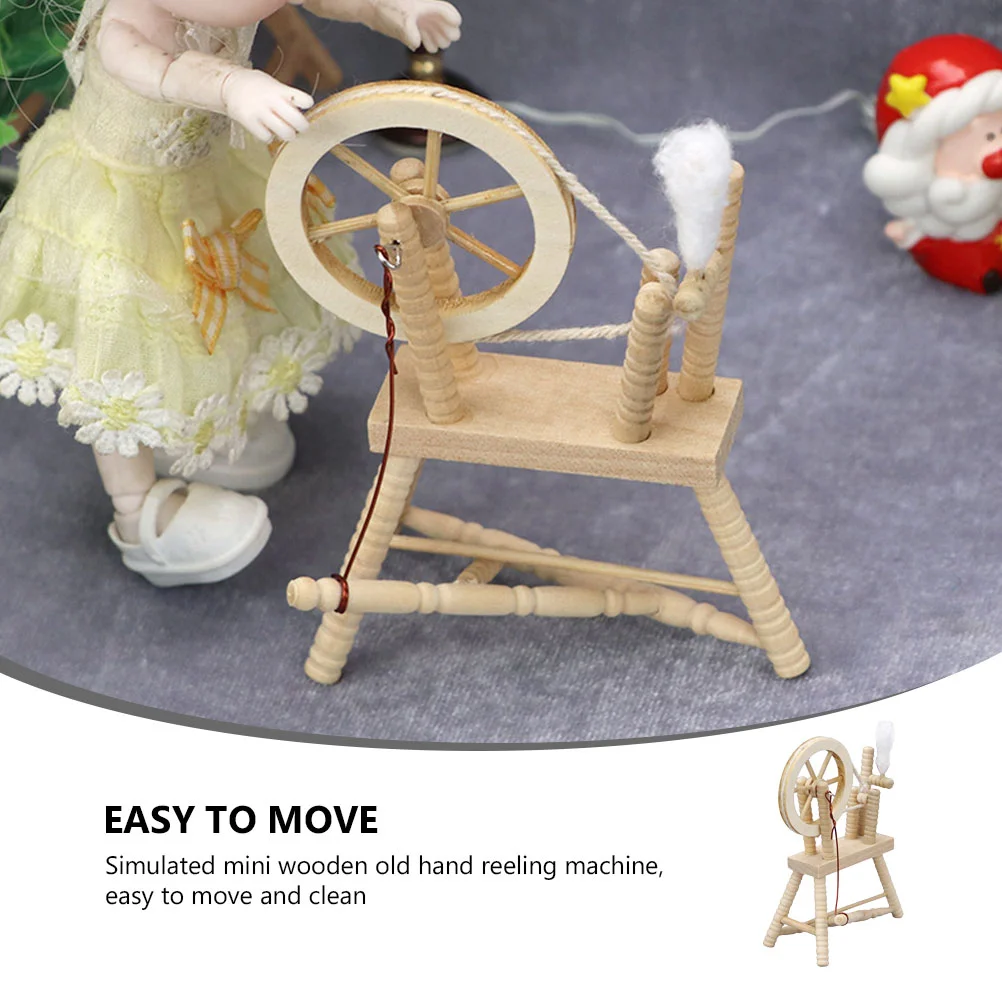 รุ่น Vintage Spinning Wheel Miniature สิ่งทอเฟอร์นิเจอร์ตกแต่งบ้านเครื่องประดับ Hand Reeling Machine