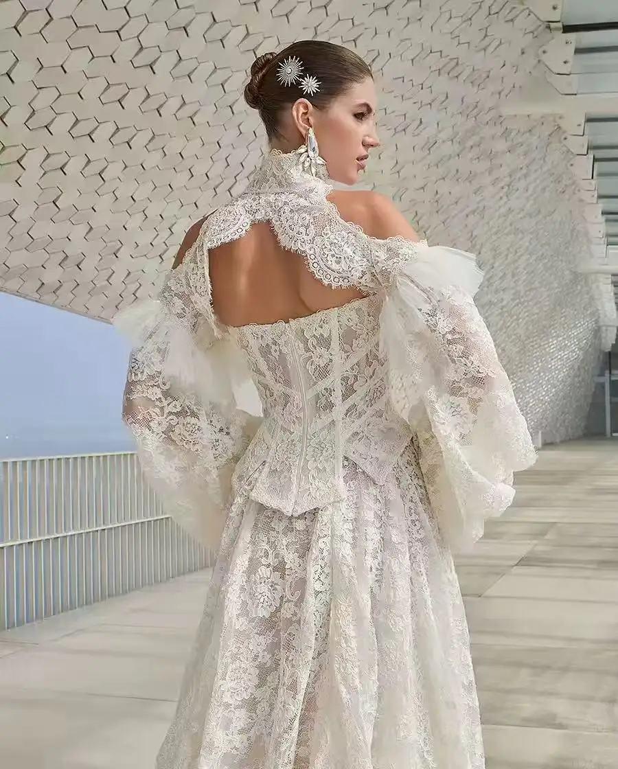 a line wedding dress with lace jacket Vintage Off White Sweetheart Dresses 2025 Detachable A-Line Bride Gowns Customized Size:UK 20-22 (3XL) Pair with a strapless engflo3770 Unicorn Party Baby Girl
