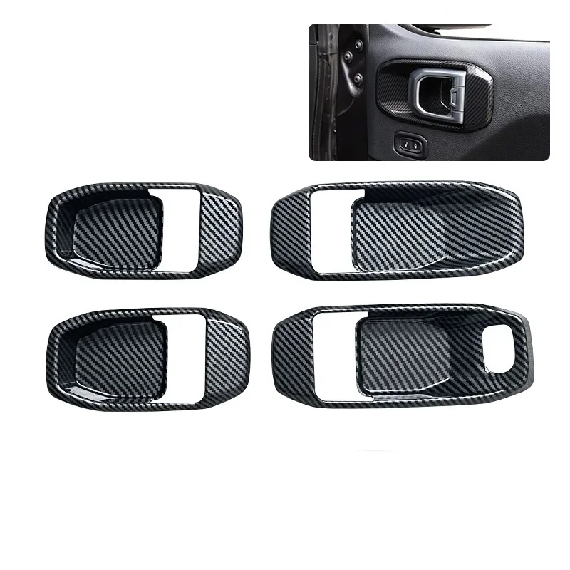 

for Jeep JL Inner Door Handle Bowl Cover Trim for Jeep Wrangler JL JLU Gladiator JT 18-24 Carbon Fiber Interior Accessories 4pcs