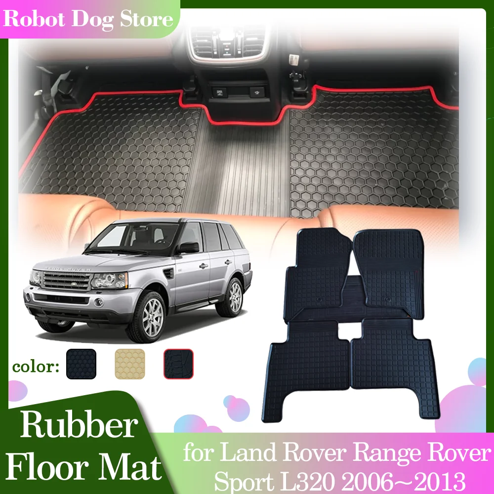 Car Rubber Floor Mat for Land Rover Range Rover Sport L320 2006~2013 Foot Interior Liner Carpet Waterproof Pad Custom Accessorie