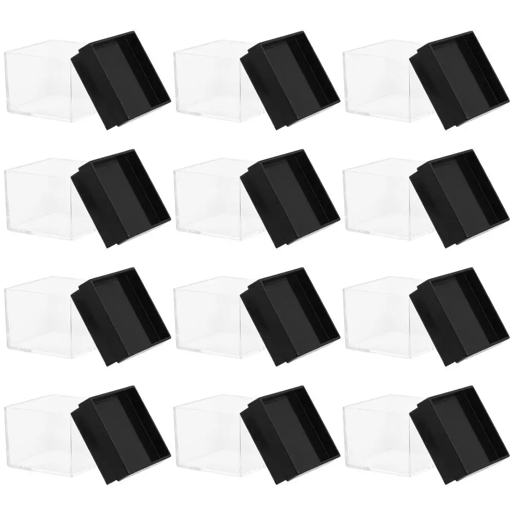 

12 Pcs Square Transparent Boxes Specimen Display Cases Mineral Stones Storage Clear Organizer Box Small Size Plastic
