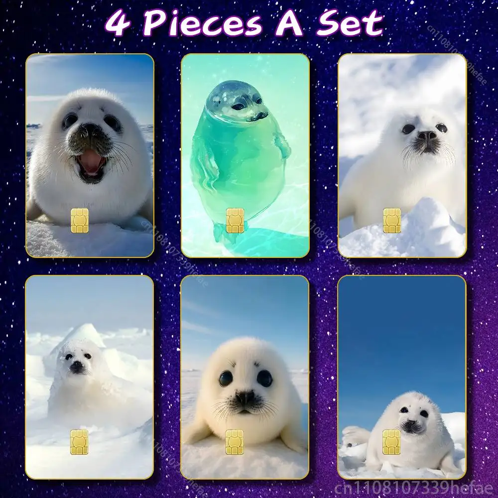 

Seal Animal Cute Sticker Skin For Credit Bank Campus Bus Card Cover Self-adhesive Decoration
