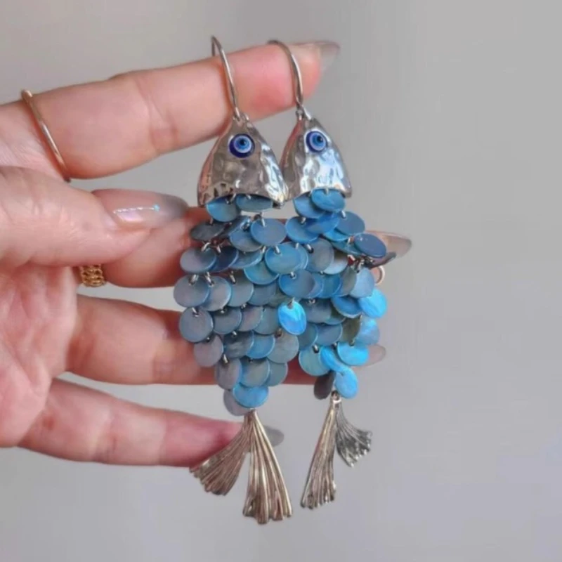 Серьги ручной работы с бахромой в виде ракушек, женские серьги в стиле ретро в европейском и американском стиле, легкие роскошные и преувеличенные украшения