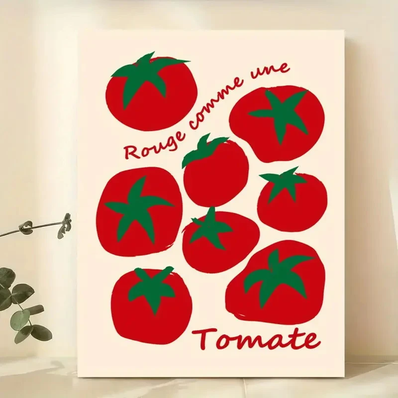 Impresiones artísticas de pared de tomates rojos y coloridos modernos, pintura en lienzo, póster, imagen para sala de estar, comedor, cocina, decoración del hogar