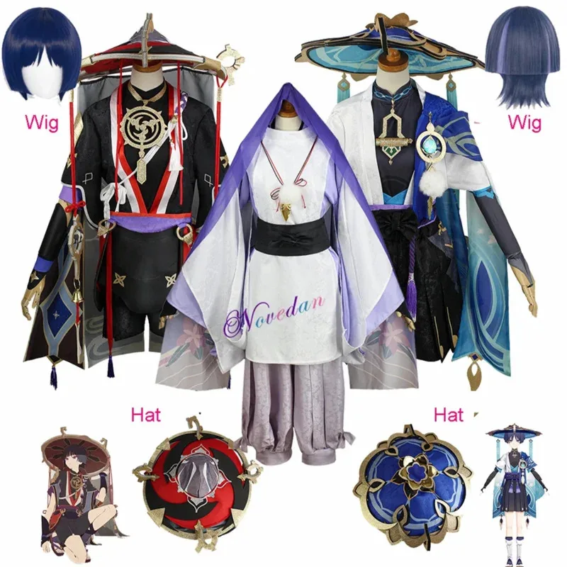 

Scaramouche Wanderer Cosplay Costume Halloween Balladeer Kunikuzushi Hat Costume Wig Cosplay Sumeru Anemo Suit