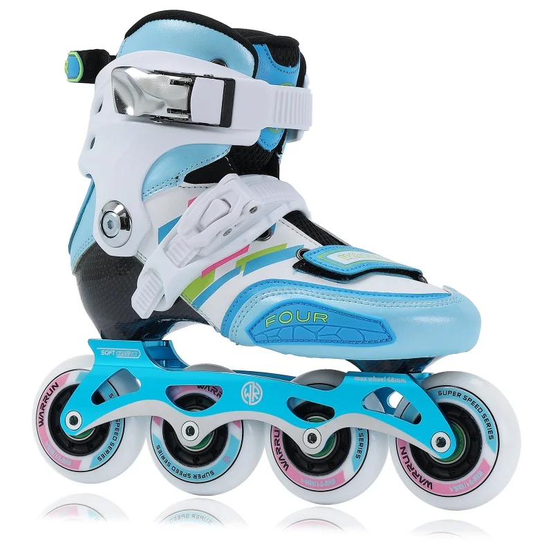 المهنية بنين بنات أطفال ألياف الكربون زلاجات دوارة أحذية مع اللون الأزرق الوردي 4 عجلات 64 مللي متر 68 مللي متر 72 مللي متر حذاء تزلج بعجلات حذاء رياضة #1