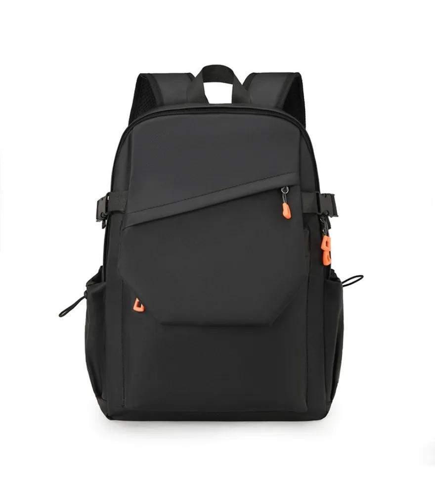 Navy diagonal flap backpack with orange zipper pulls anti splash adjustable buckle for young people daily shopping