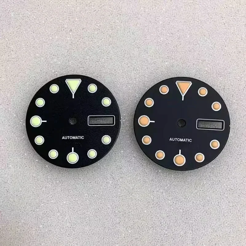 Cadran NH35 C3 vert lumineux 28.5mm, cadran simple/Double calendrier adapté pour NH35 NH36 4R36, mouvement automatique SKX007, cadrans de montre, nouveau