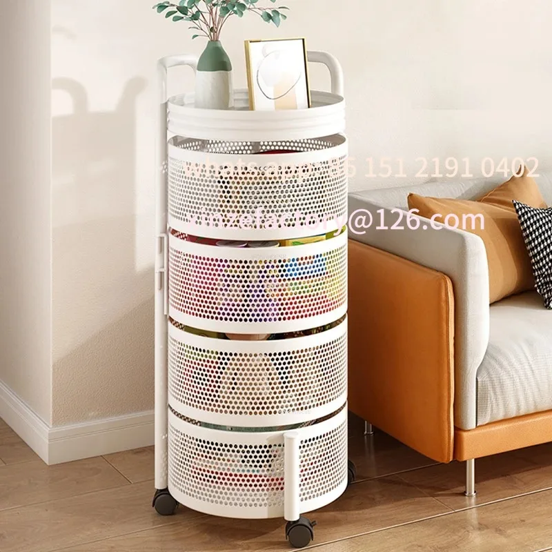 Customizable  Simple Home Furniture Rotating Shelf Floor Living Multi-layer Storage Small Cart Modern Creative Kitchen Trolleys