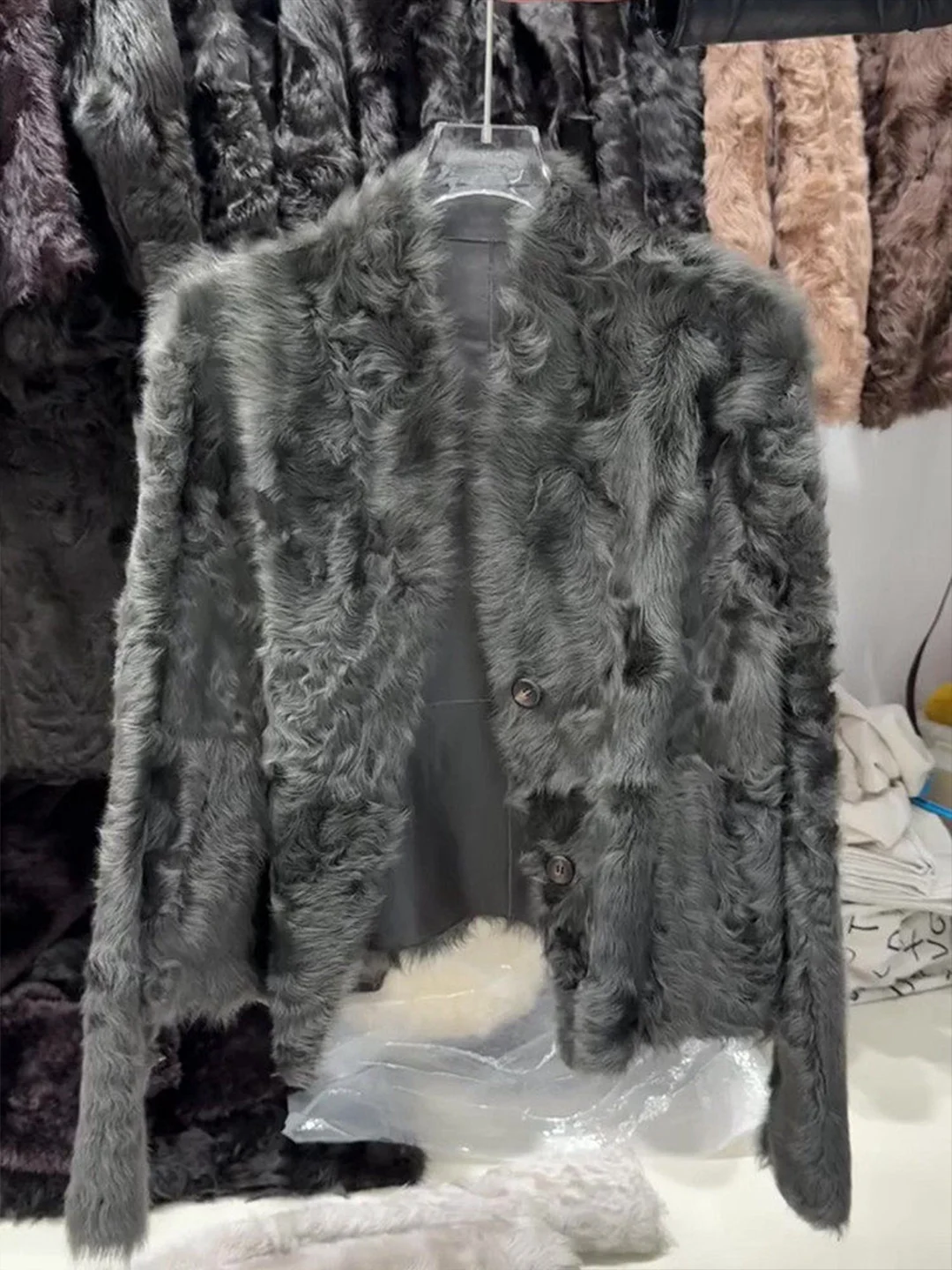 

Unique Ultra Beautiful Fur And Leather Deep ey Women's Jaet Winter 2025 New Advanced Casual Fce-Lined ort Coat