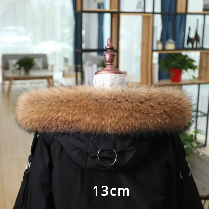 100% Real Raccoon Fur Collar Scarf Women Men Kids Fluffy 90*20cm Natural Fur Jackets Hood Trim Strips Clothes Accessories 45cm