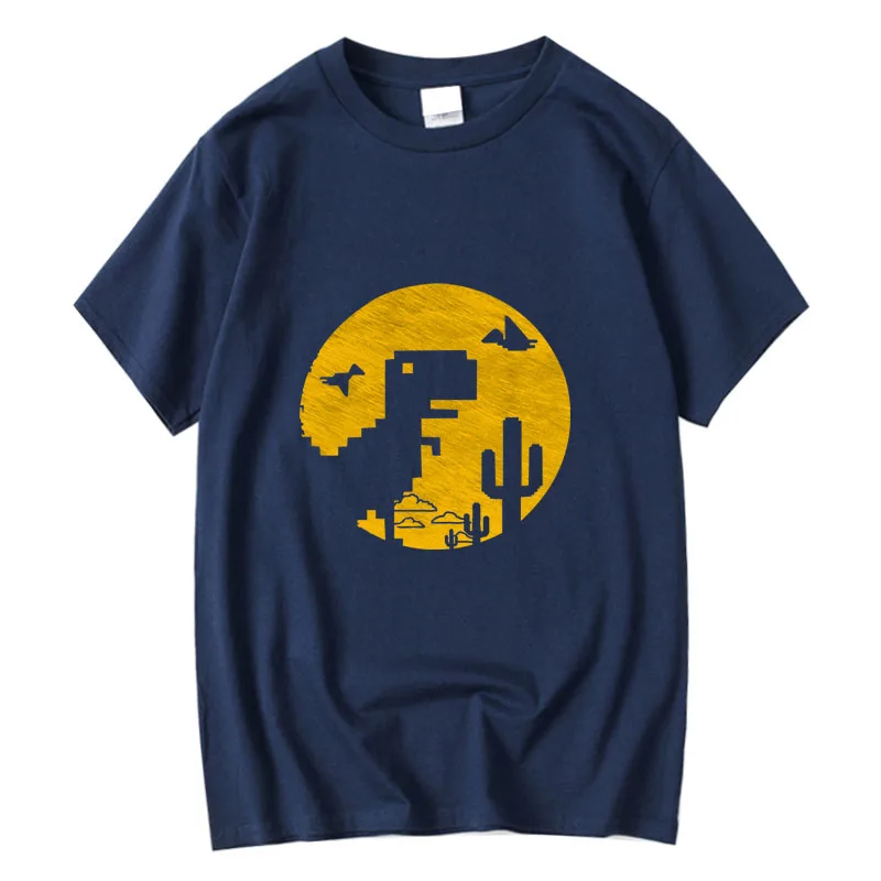 XINYI Men's T-shirt 100% Cotton Casual Funny Game Dinosaur Print Customizable Hand-Painted Unique Design Clothing