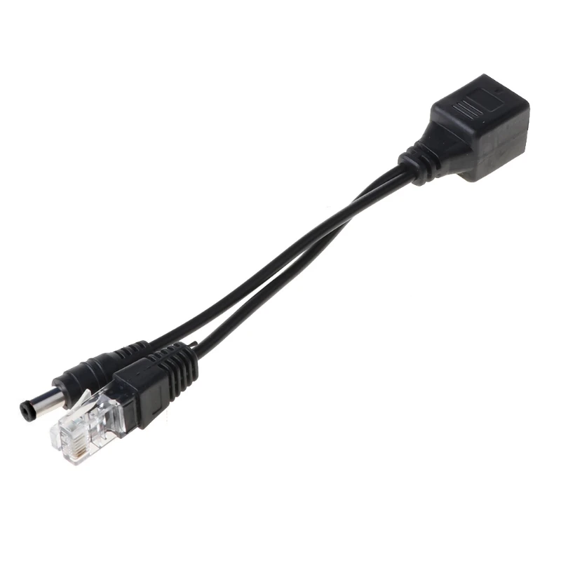 RJ45 หัวฉีด POE Splitter สายเคเบิลอะแดปเตอร์ชุด Passive Power Over Ethernet 12-48V