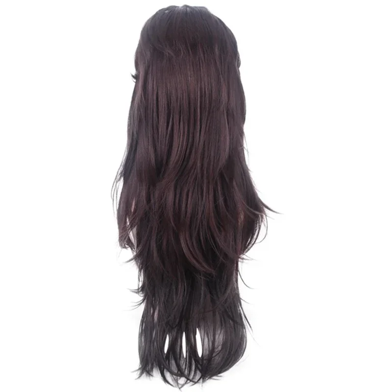 Morematch Game Sally Face Sallyface Larry Cosplay 70Cm Long Slicked-Back Brown Mixed Heat Resistant Hair Wig Cap MN1