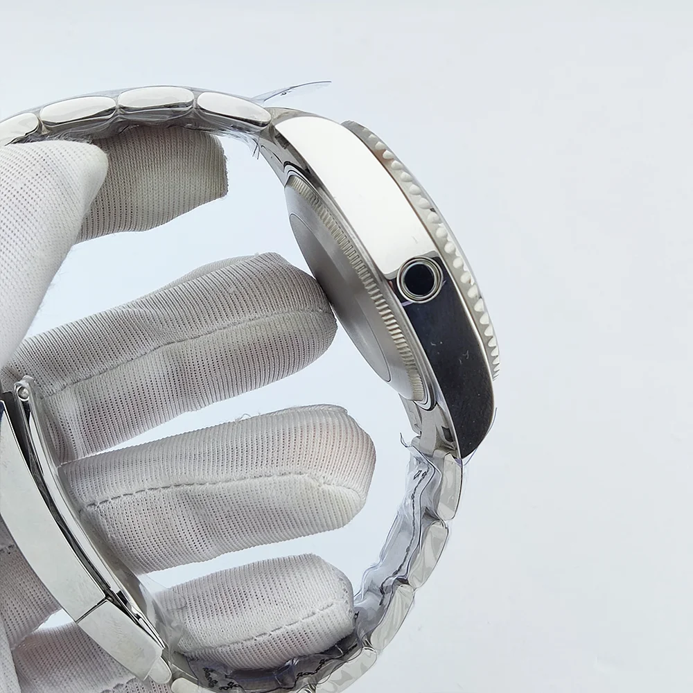 43 مللي متر حافظة رجالية فاخرة NH35 حافظة من زجاج الياقوت مقاومة للماء تناسب 28.5 مللي متر قرص NH35 حافظة ساعة 316L حافظة من الفولاذ المقاوم للصدأ