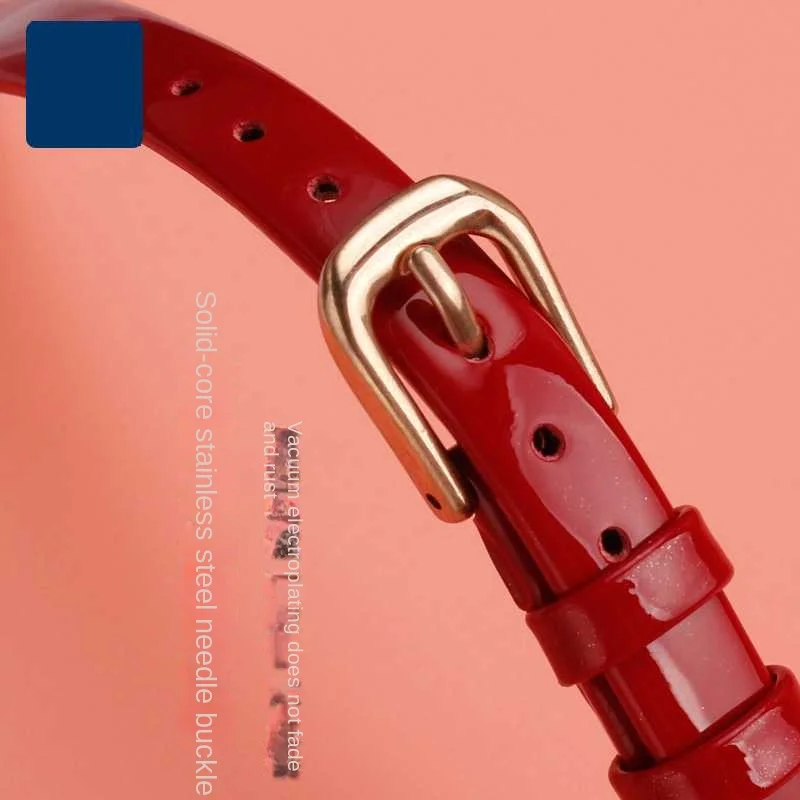 Shiny cowhide Watch Bracelet womens fashion watchband wristwatches mini band 6 8 10mm 12mm red white color small strap