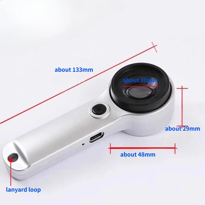 Rechargeable LED Illuminated High-Quality Optical Lens Multipurpose 60X Handheld Magnifier