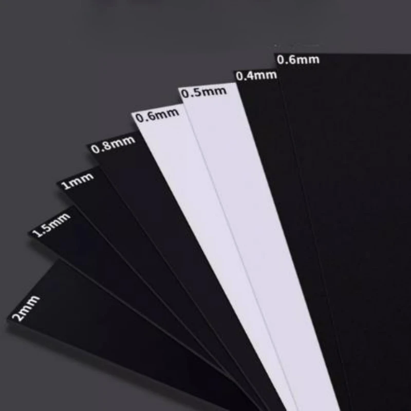 Thick 1mm/1.5mm/2mm Double Sided Frosted Black White PP Sheet Polypropylene Plastic Panel Board for Crafts 100x100mm-300x300mm