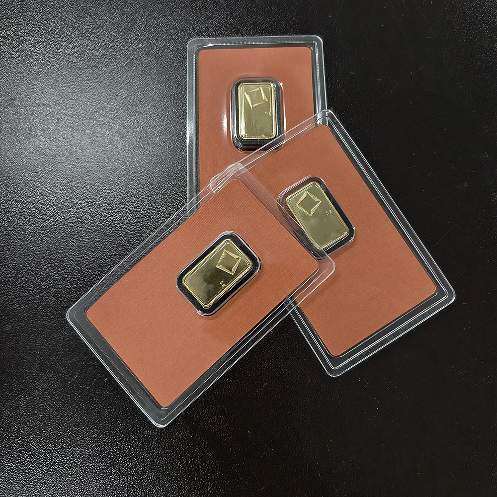 New Gold Plated Brass Bar Non-Magnetic 1g/1oz/2.5g/20g/50g With Independent Serial No. In Orange Sealed Package Decoration Gift