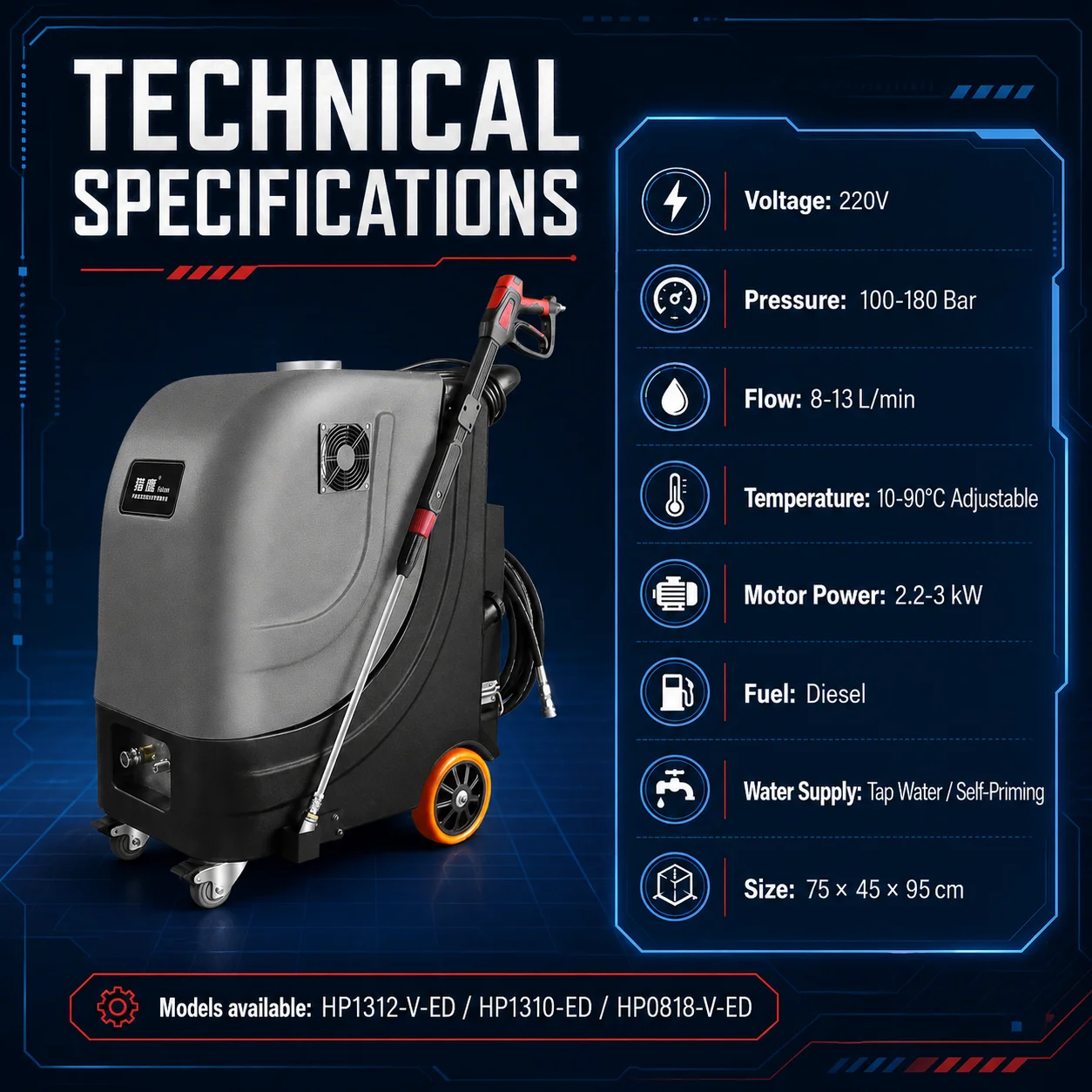 High Temperature Industrial Hot Water Pressure Washer Industrial Cleaner for Grease and Oil Cleaning