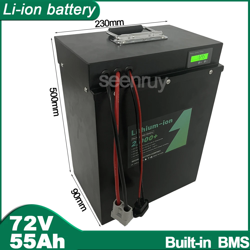 72V 55AH Li-ion With Charger 50A 80A 100A 120A 200A Lithium Polymer Battery Perfect For Tricycle Motorcycle Electronic Scooter