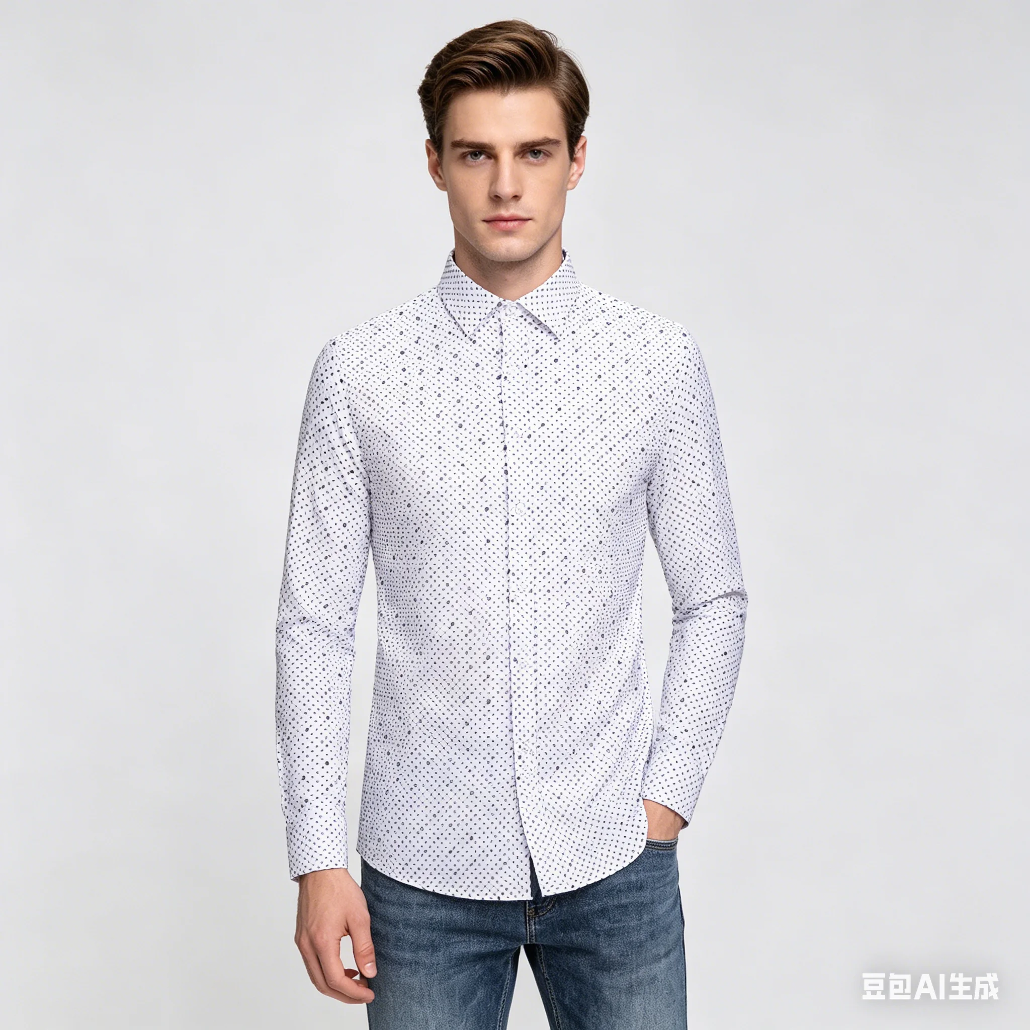 2026 Men's Long-sleeve Shirts Young Men's Korean Slim Business Shirts Casual All-match Plaid Square Collar Shirts