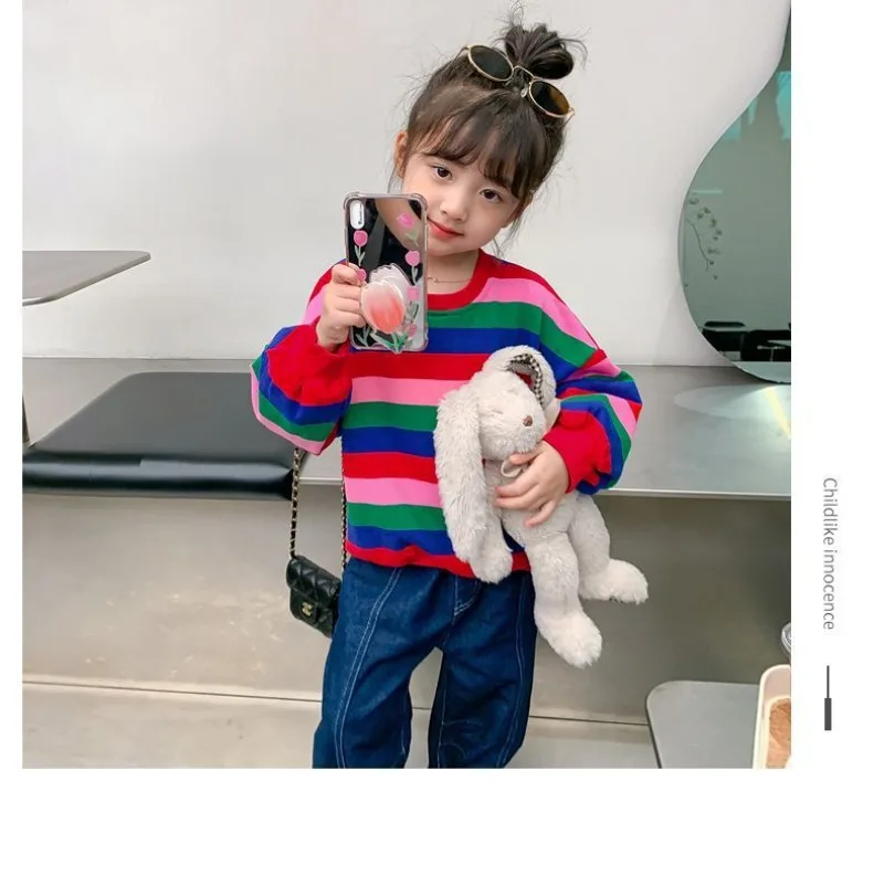 RAISE Herbst Kinder Mädchen Sweatshirts Bunte Gestreifte Kinder Mädchen Pullover Rundhals 2-10 Jahre Kleinkind Mädchen Langarm – Detail 12