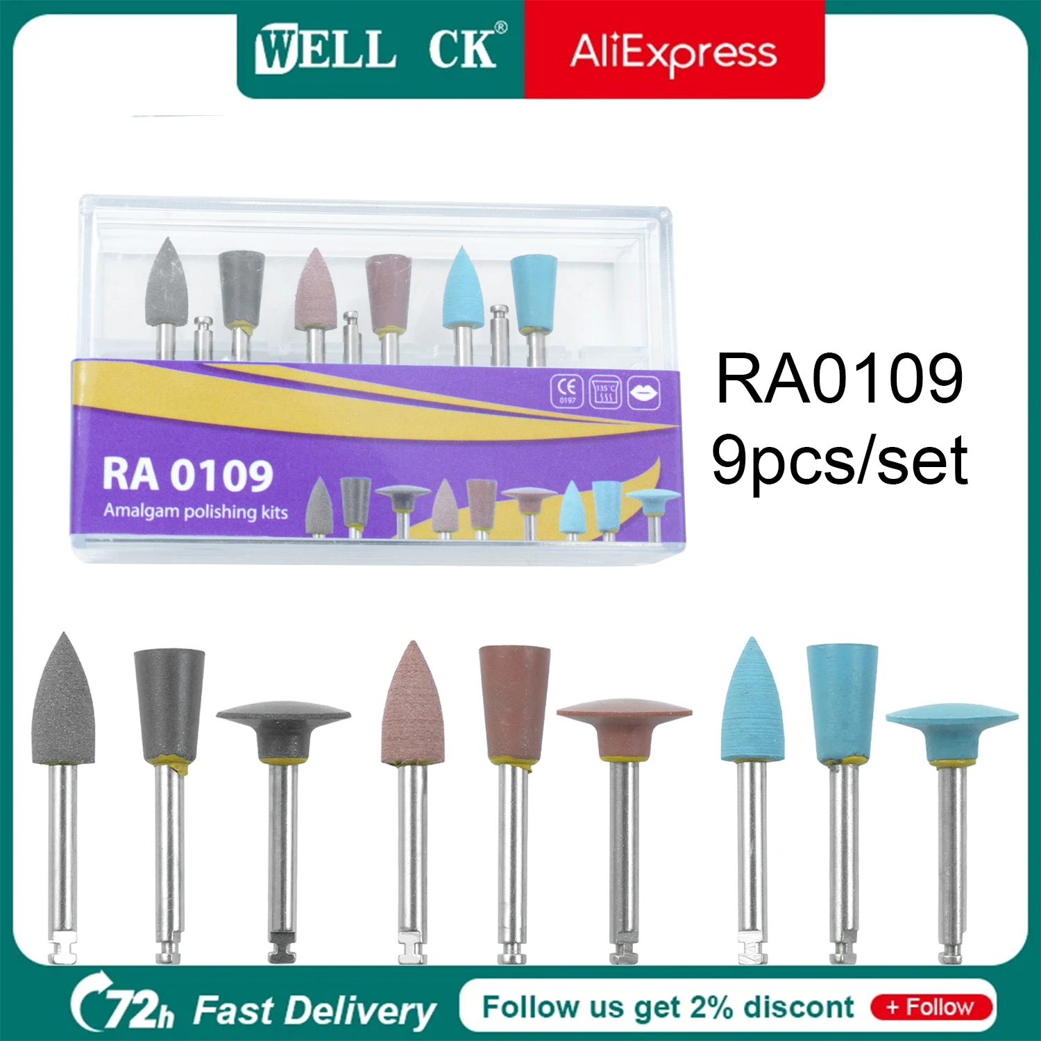 Dental Composite Polishing For Low Speed Handpiece Contra Angle Kit RA0109 Amalgam Polishing Kits Dentistry Tools