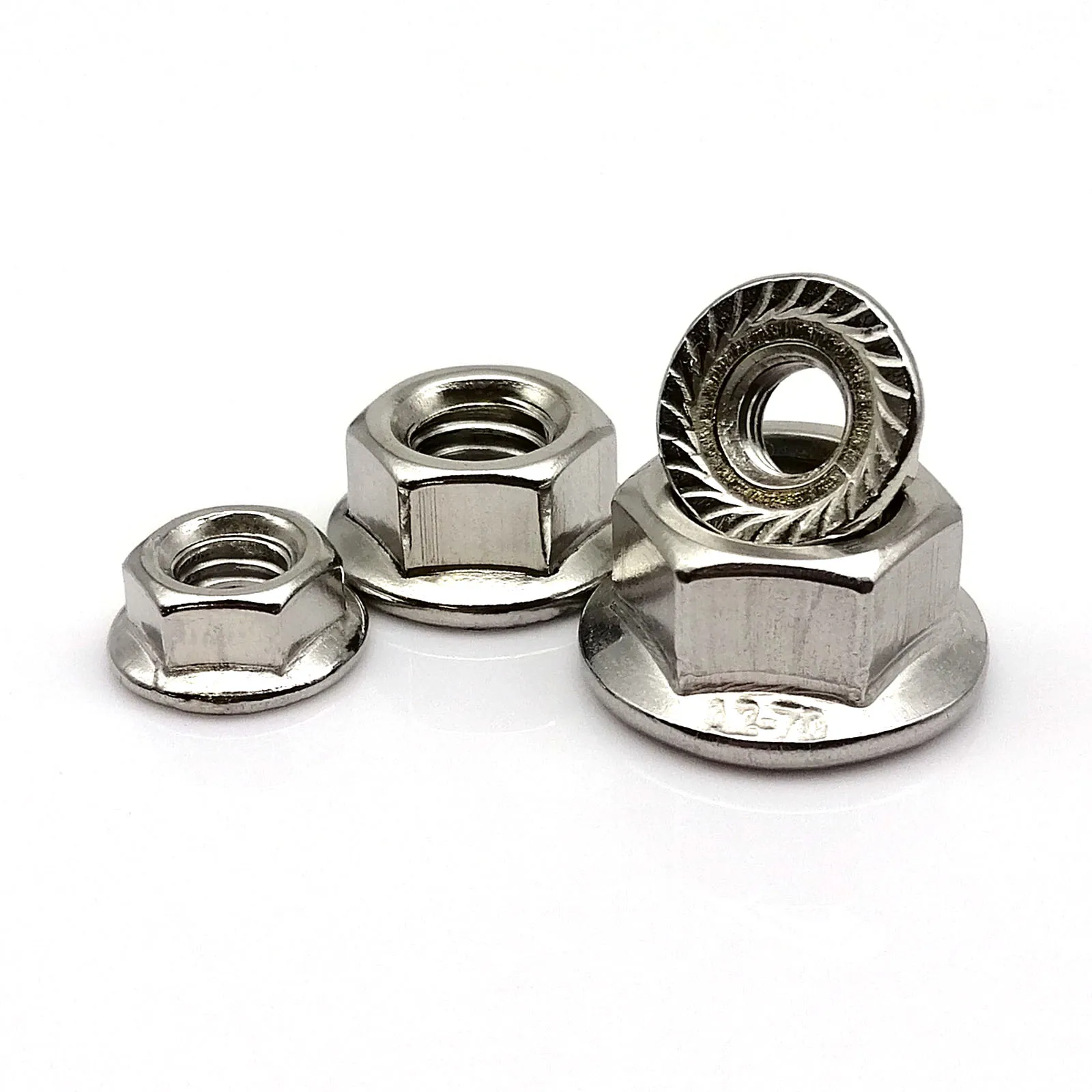 2/5/10/20/25/50/100 Uds M3 M4 M5 M6 M8 M10 M12 DIN6923 cabeza hexagonal de acero inoxidable tuerca de bloqueo de brida dentada Spinlock