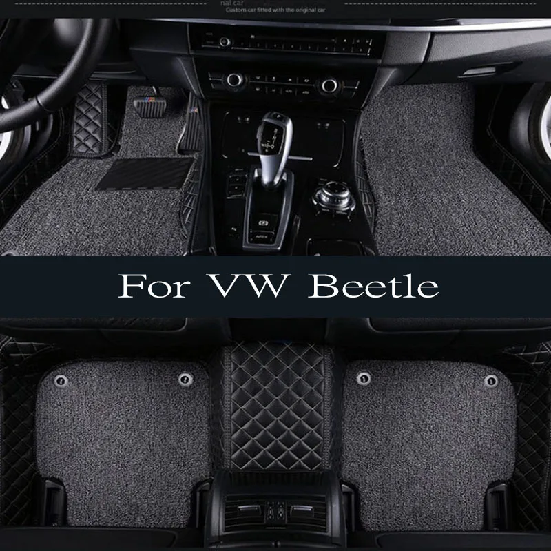 

Car Floor Mats For VW Beetle A5 2012~2018 The Main And Co-pilot Computer Box Leather Car Mats Car Accessories