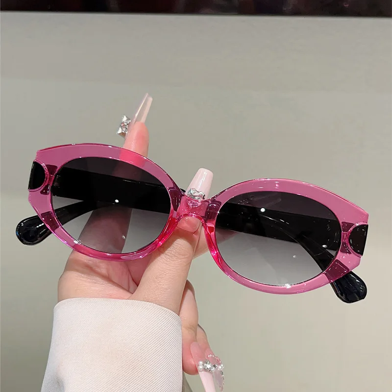

Vintage Cat Eye Sunglasses Women For Men Luxury Brand Designer Sun Glasses Punk Popular Hip Hop Double Color Eyeglasses UV400