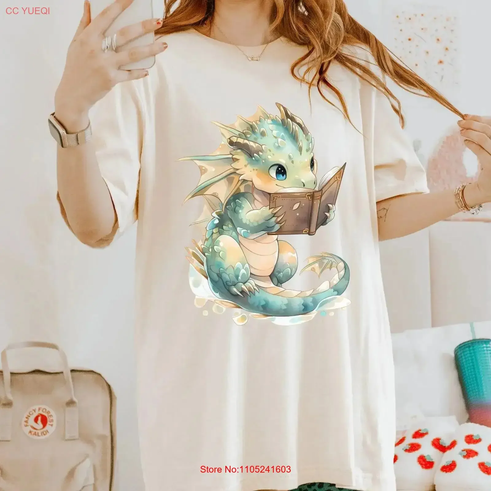 Bookdragon T Shirt Dragon Reading Book Bookworm Club Lover s Bookish vintage Washed homme Comfortable fashion streetwear Casual