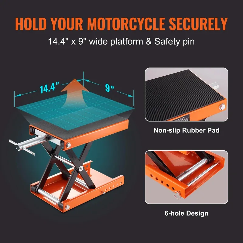 1100LBS Motorcycle Scissor Lift Jack Wide Deck Steel Lift Stand with Safety Pin for Motorcycle Repair Maintenance view 4