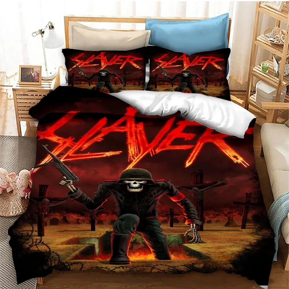 

Модный комплект постельного белья Slayer Rock Band, пододеяльник, пододеяльник, наволочка, одеяло, королевский размер, комплект постельного белья для мальчиков и взрослых