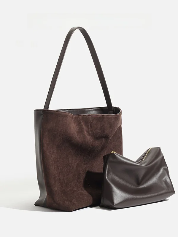 

CharlieKitty Bucket Bag Trendy Commuter Style Dual Strap Youth Shoulder Handbag PU Leather Color 2025 Summer