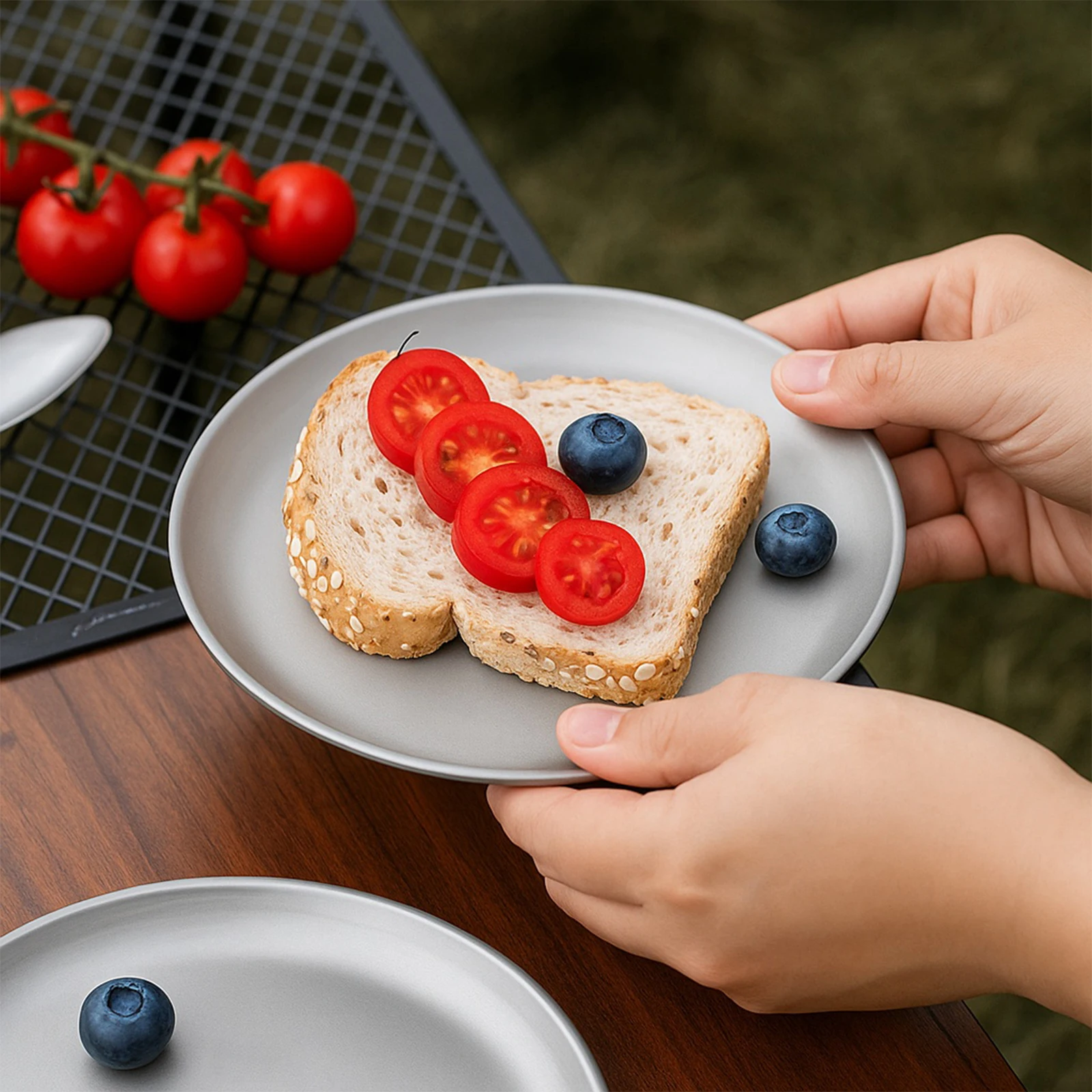Titanium Purification Plate Backcountry Dinnerware Anti-Fall Stackable Camping Tray Outdoor Fruit Salad Plate Camping Supplies