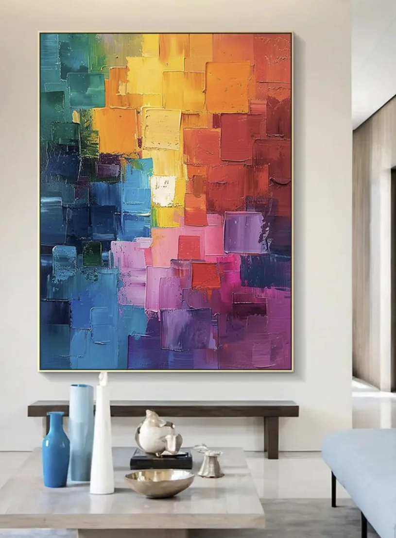 Painting Knife Palette - Impresión en Lienzo Abstracta con Bloques