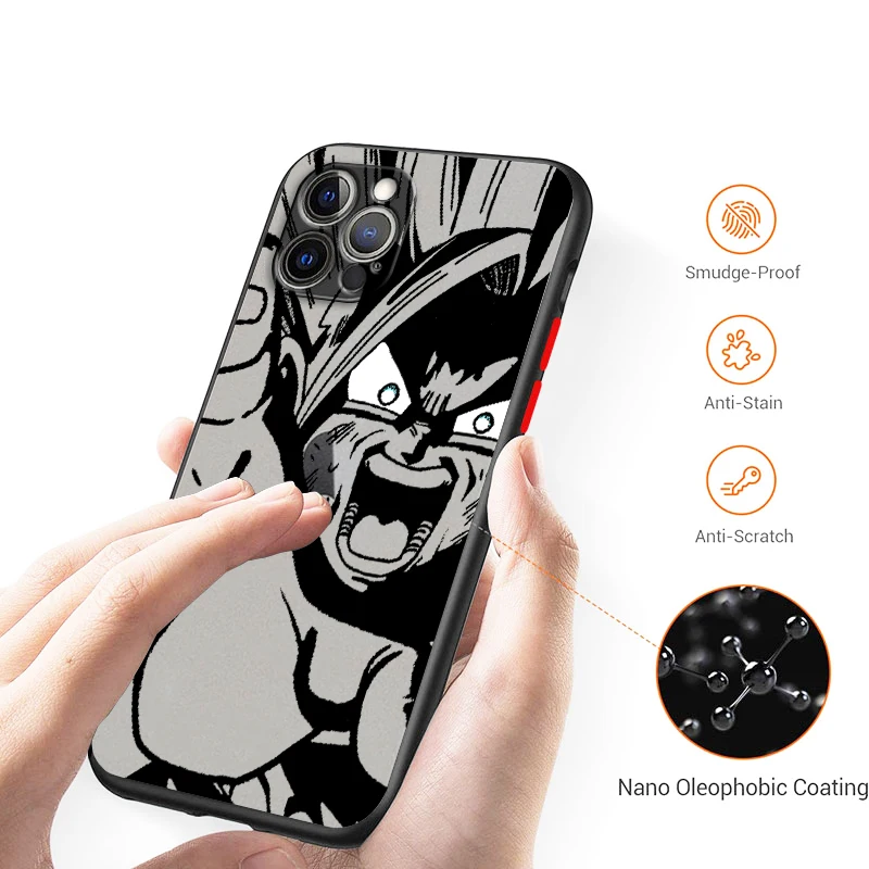 Luxury D-Dragon Ball Goku Frosted Translucent For Apple iPhone 15 14 13 12 11 XS XR X 8 7 SE Pro Max Plus Mini Funda Phone Case image 3