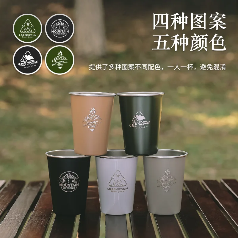350ml Outdoor Camping Cup Portable Stainless Steel Camping Tea Coffee Milk Beer Mug Drink Cup Travel Portable BBQ Water Cup