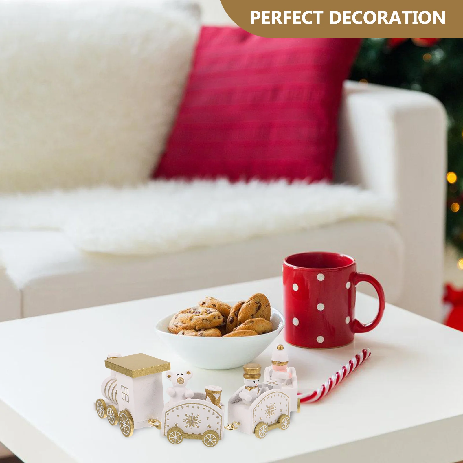 

1Set Wooden Xmas Train Decoration Creative Desktop Ornament Christmas Gift for Party Decor Christmas Train Decor