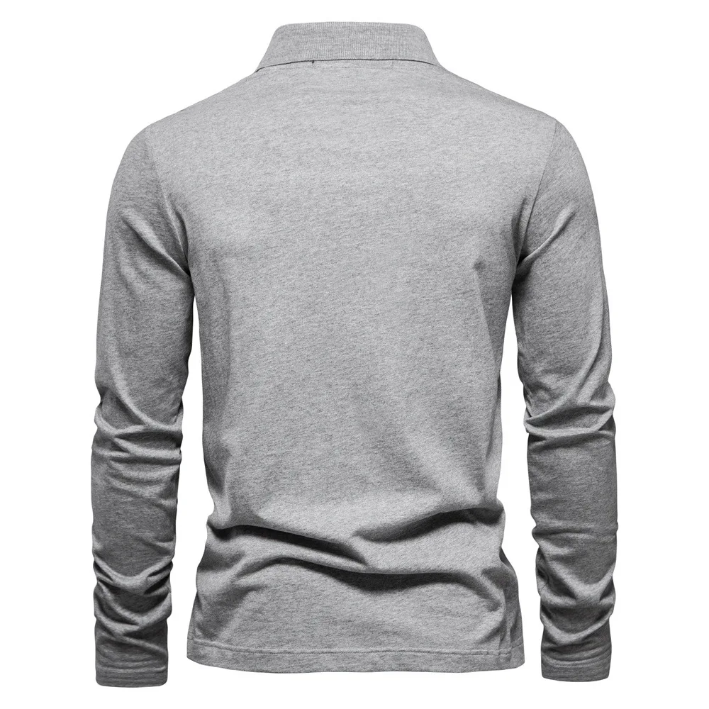 AIOPESON Brand Long Sleeve Men's Polo Shirts 100% Cotton Solid Color Casual Polo Shirts for Men New Sping Autumn Basic Polos Men